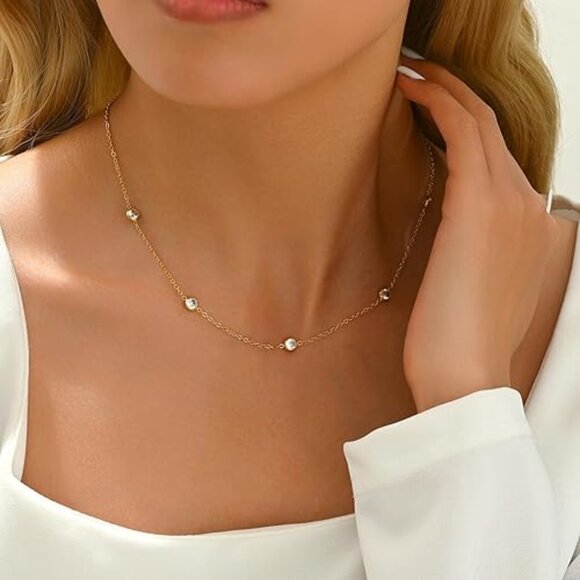 Neiman Marcus 18K Gold Plated Circular CZ Necklace - Picture 2 of 6